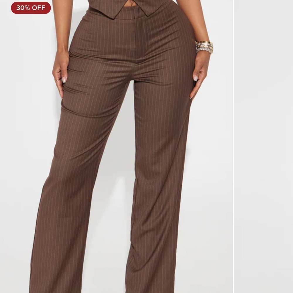 Fashion Nova Chocolate Pinstripe Women's Trousers
